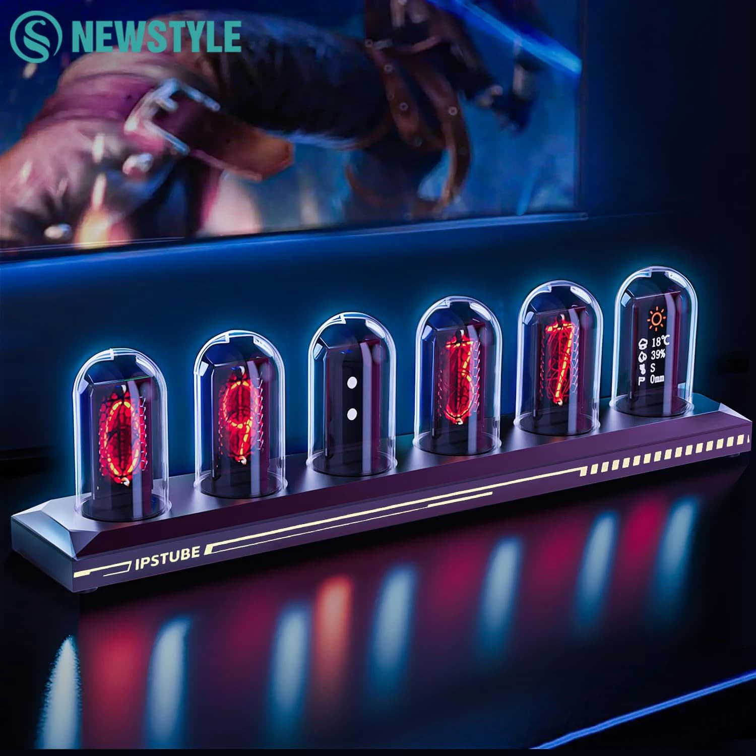 Orologio a Tubi Nixie con Luce Notturna, Orologio Digitale RGB Intelligente con Schermo a Colori IPS da 5 Pollici per Decorazione Camera da Letto e Regalo
