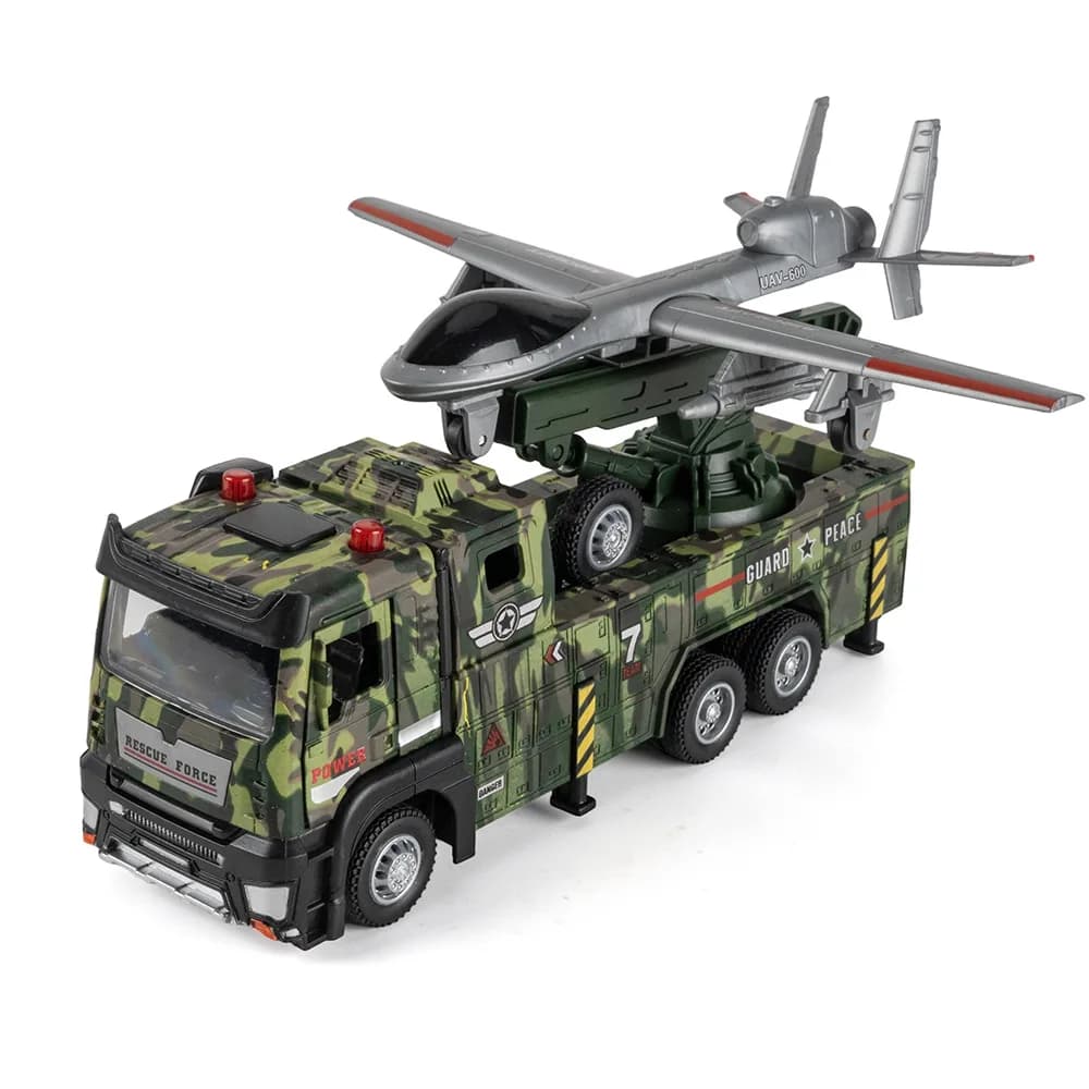 1:32 Alloy Military Drone Launcher Model Ornament Toy Gift Diecast Alloy Car Model Collectible