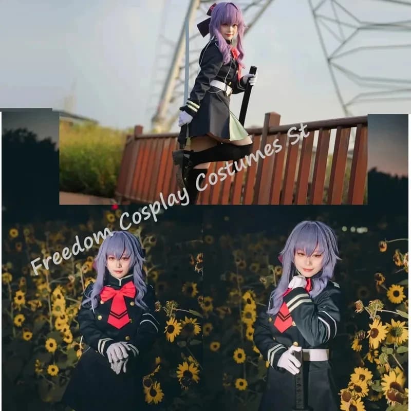 A;3\v,7'd/Hiiragi Shinoa Anime Costume Clothes Wig Uniform Cosplay Battle Daily Dress Halloween Party Outfit muw;3'f,6x;4'v\7,h/