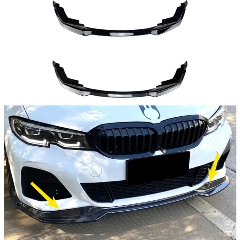 Splitter Anteriore Nero Lucido per Paraurti BMW Serie 3 G20 2019-2022 M Sport MP, Kit Carrozzeria