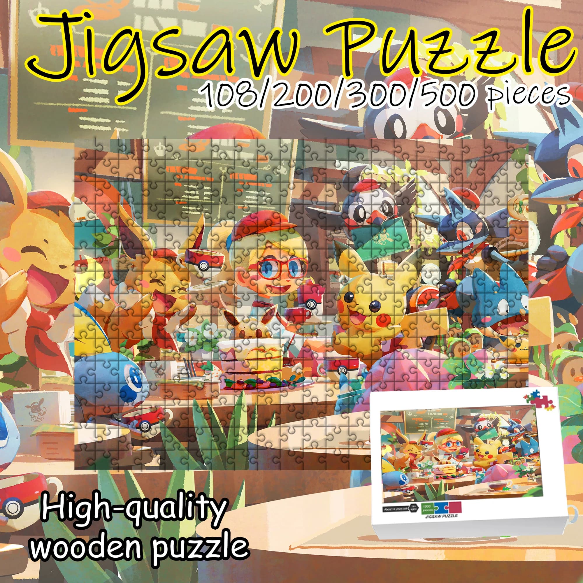 Puzzle Pokemon Pikachu 108/200/300/500/1000 pezzi Puzzle in legno Regalo di alta qualità Divertente regalo di compleanno
