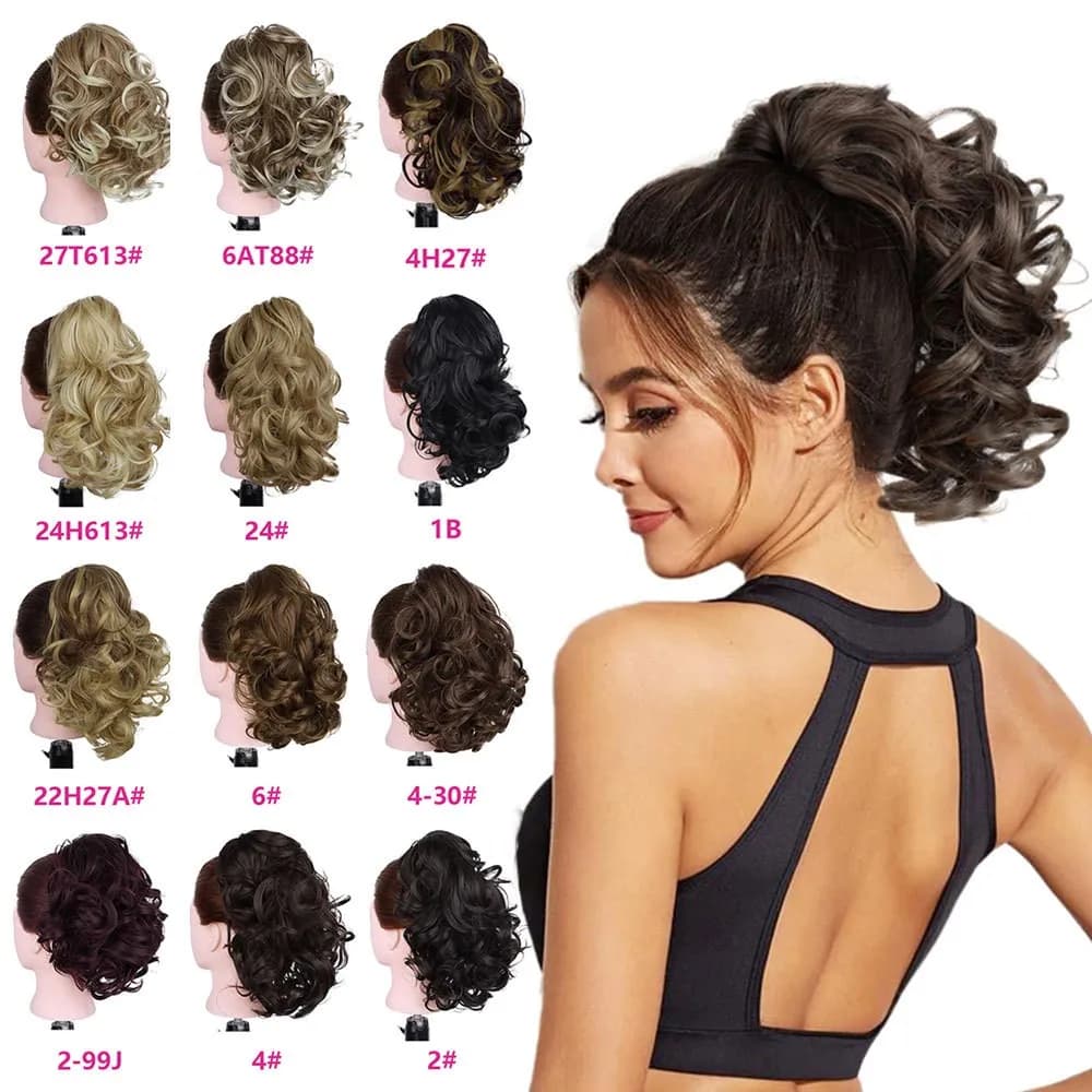 Estensione sintetica della coda di cavallo da 12 pollici Clip per coda di cavallo riccia lunga in capelli con artiglio Parrucchino naturale per le donne Festa quotidiana