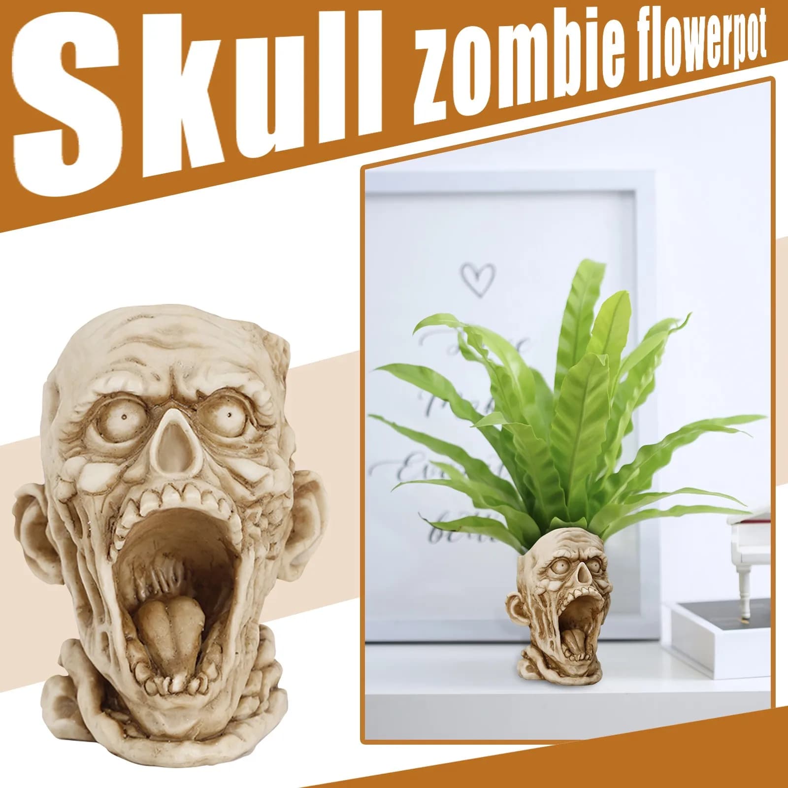 Horror flower pot: Creative Jar in Resin for Indoor Green Plants, Garden Handicraft Ornament