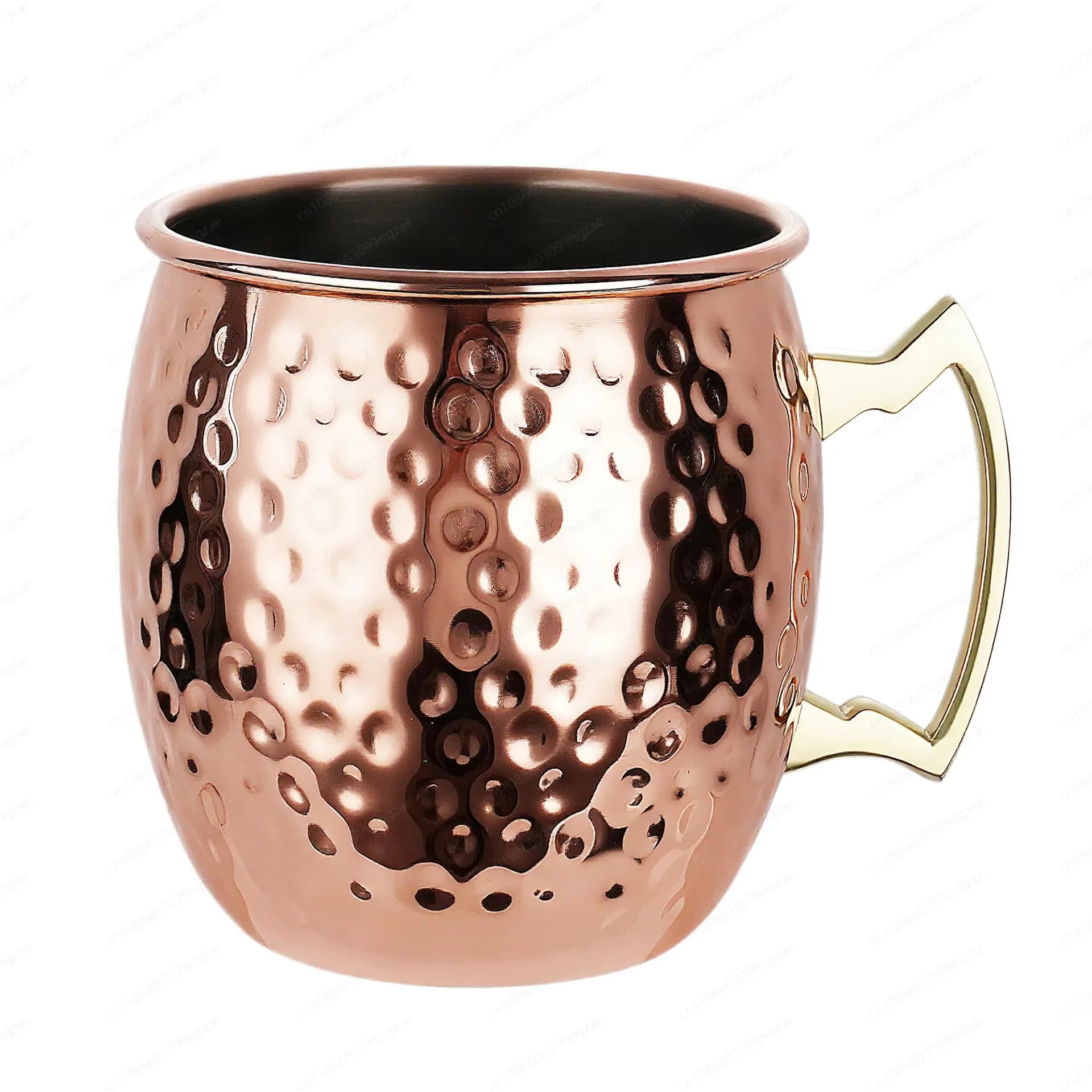 Tazza Moscow Mule in Rame Martellato, Bicchiere in Acciaio Inossidabile Resistente con Base Isolante, Coppa per Cocktail e Birra Oro Rosa