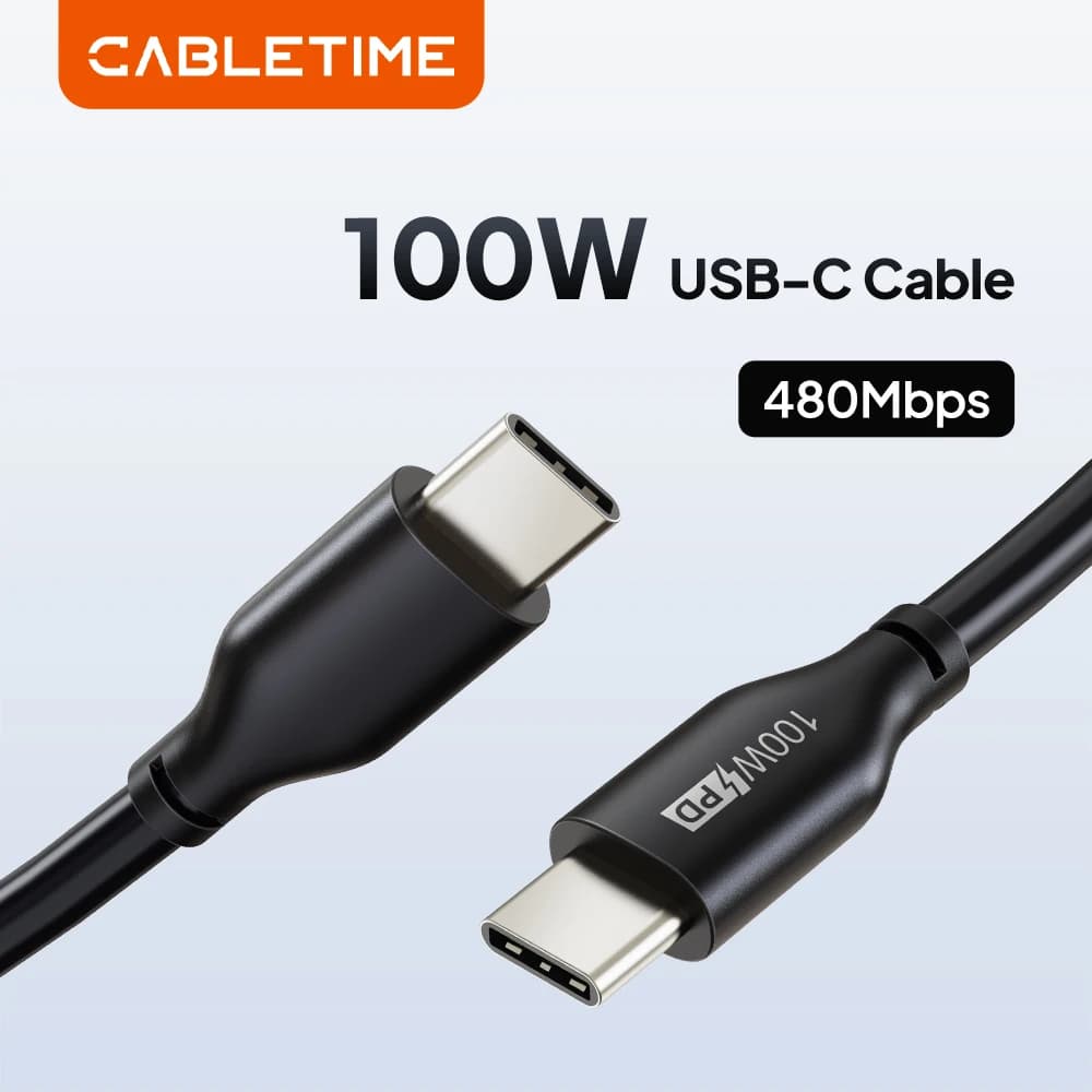 CABLETIME Cavo da USB C a USB C PD 100W QC 4.0 Ricarica rapida Trasmissione dati 480Mbps per smartphone portatile