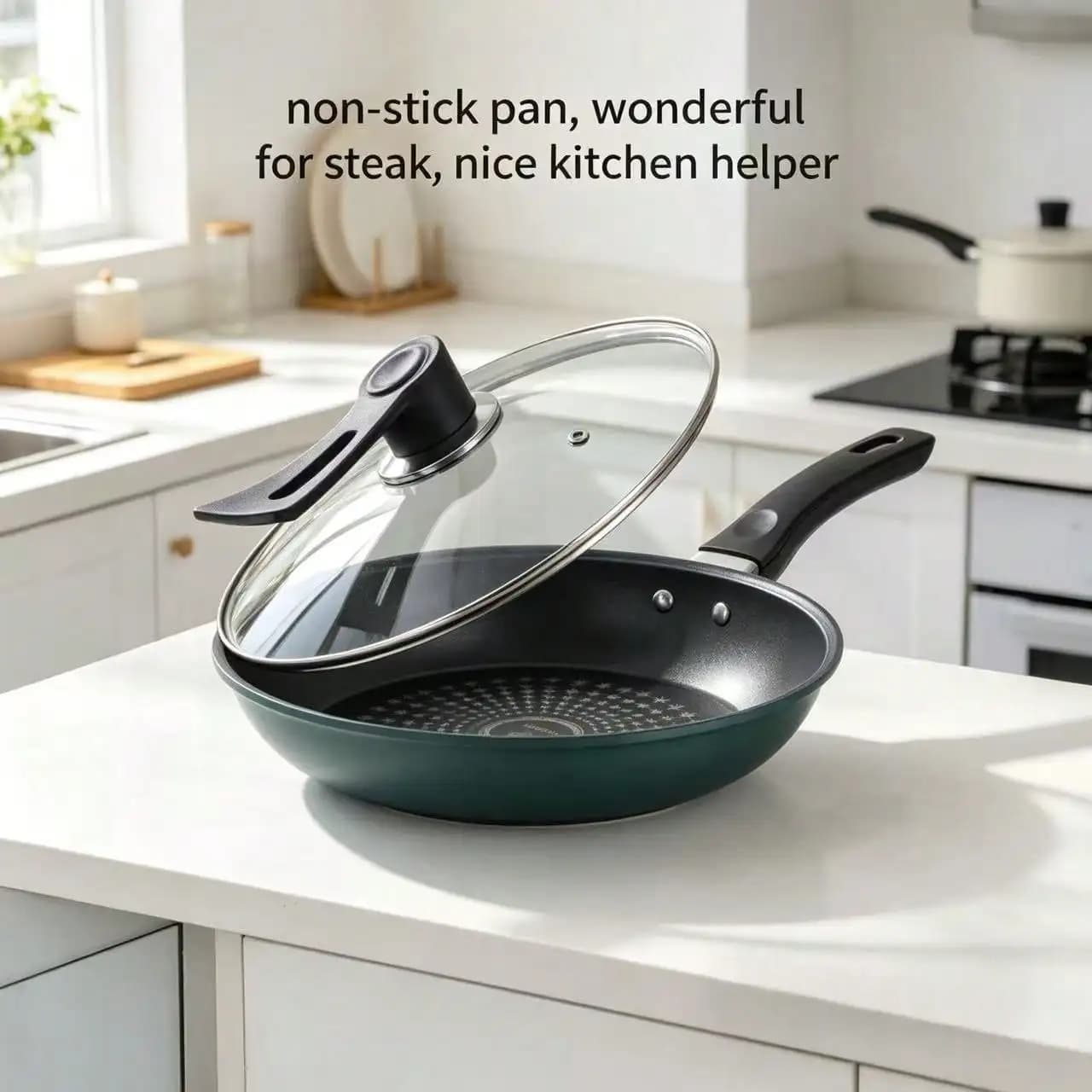 Padella antiaderente, padella per pancake, adatta per uso domestico, per preparare pancake, bistecche, uova e cucinare su piani cottura a induzione e fornelli a gas.