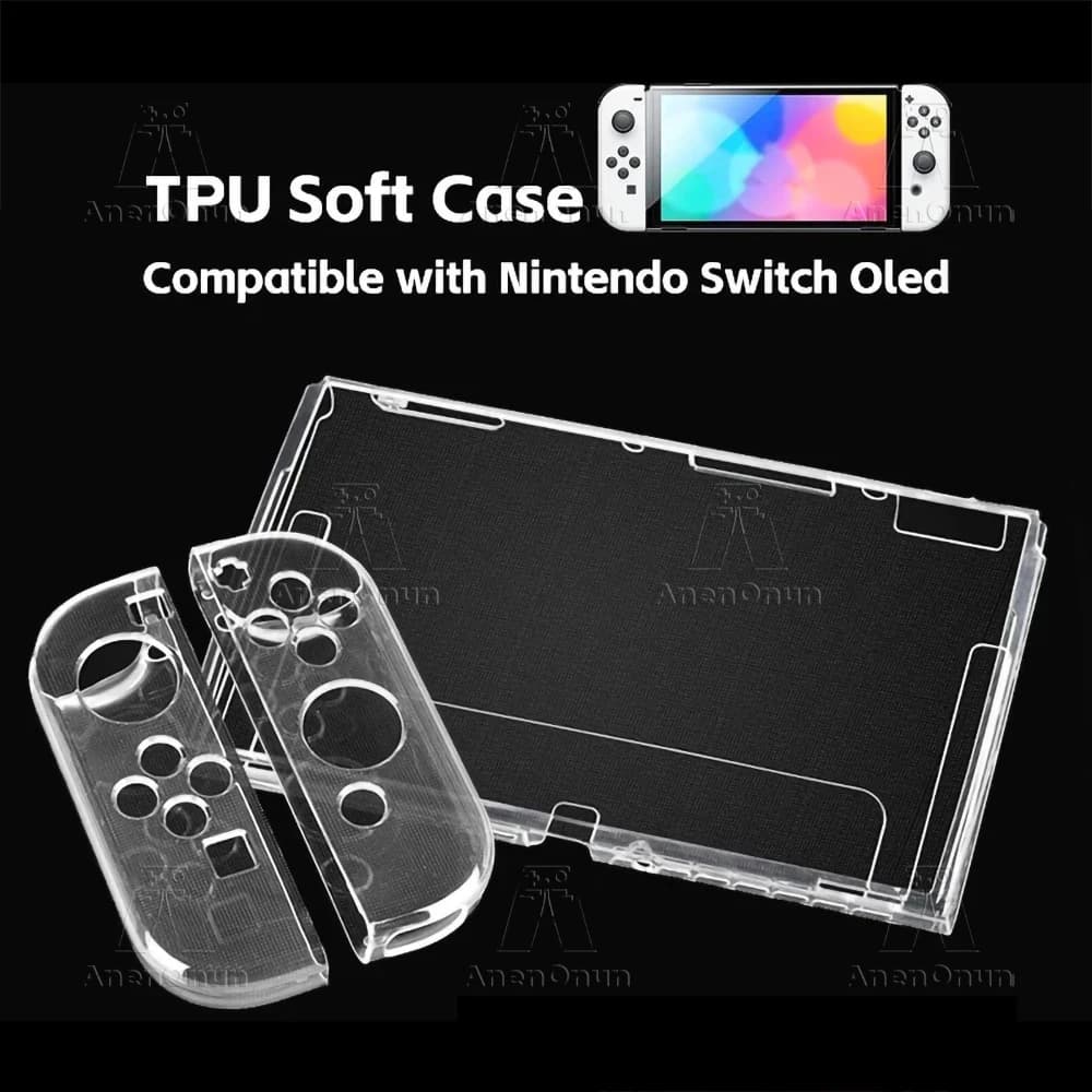 Switch Oled Custodia protettiva trasparente Copertura completa Antiurto Antigraffio Antiscivolo Premium Durevole Staccabile TPU Guscio morbido