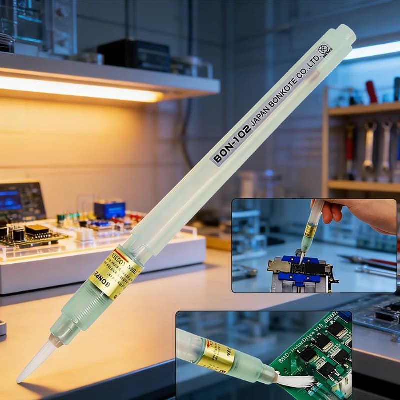 Penna Applicatrice di Precisione per Flux 102, Flux Rosin Senza Pulizia con Punta a Pennello Fine, Ideale per Reballing BGA e Progetti di Micro Saldatura