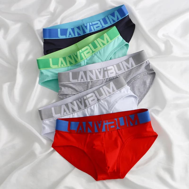 LM644 slip da uomo estivi colorati costole luminose cotone a vita media semplice e confortevole traspirante U-bullet Bag morbida biancheria intima giovanile