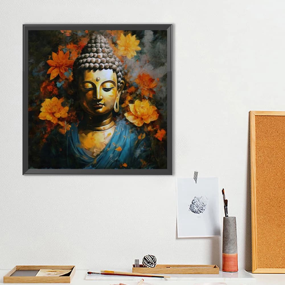 5D fai da te trapano rotondo completo pittura diamante kit Buddha decorazioni per la casa arte artigianale 40x40 cm