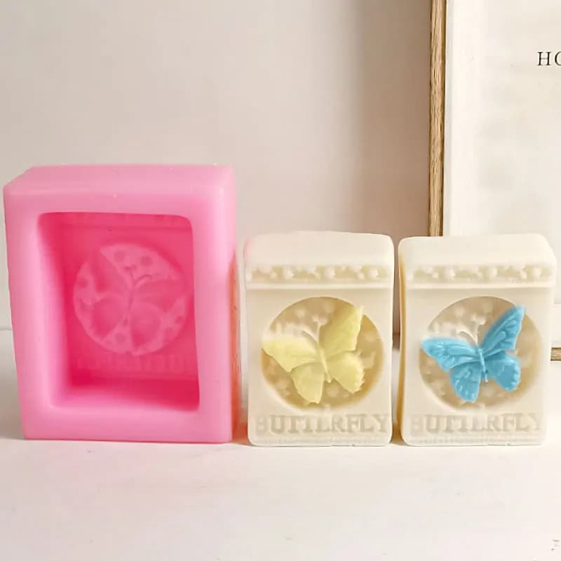 Fai da te farfalla sapone fatto a mano stampo in Silicone candela quadrata stampo in gesso resina torta al cioccolato cubo di ghiaccio che fa Set decorazioni per la casa regali