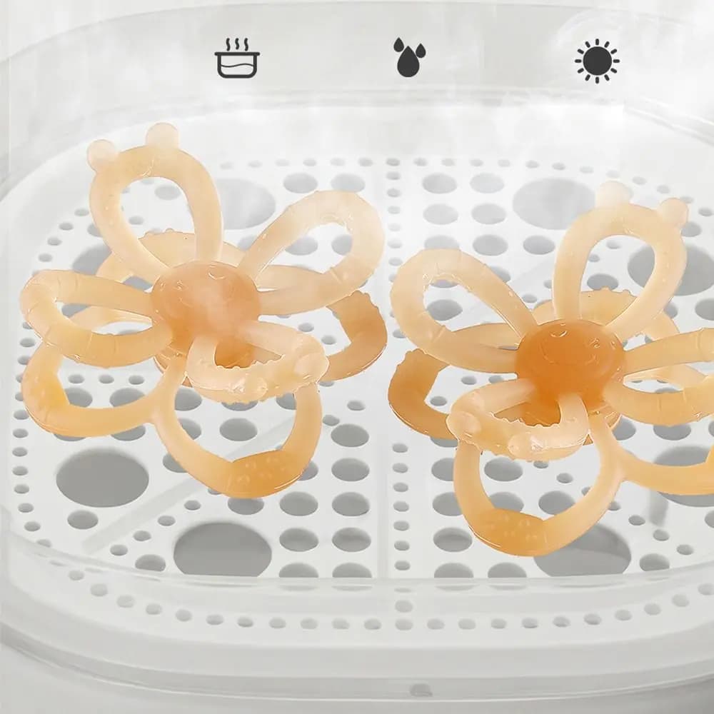 Massaggiagengive in Silicone a Forma di Fiore, Sonaglio a Forma di Ruota per lo Sviluppo, Accessori per la Dentizione e la Masticazione per Neonati e Bambini