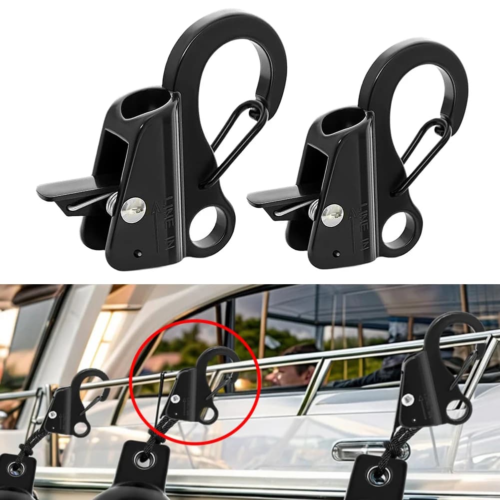Stainless Steel Boat Fender- Clip 3/8 5/8 Inch Sliding Rope Hook Line Clips Quick Release For Yacht Boat Bumper Fitting