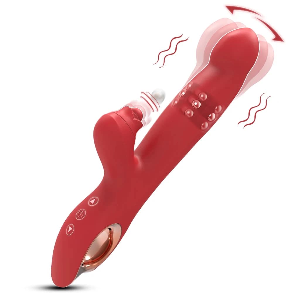 Vibratore a ventosa Rabbit con 10 modalità di vibrazione telescopica, dildo vibrante e succhiante, stimolatore clitorideo, sex toy per donne