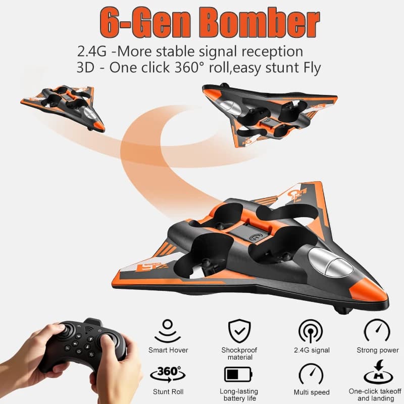 Aereo RC in Schiuma LU3 6a Generazione, Aeromodello Telecomandato 2.4G con LED, Volo 3D e Rotazione a 360° con Un Tasto ° Aereo con funzione di rotazione e ritorno automatico