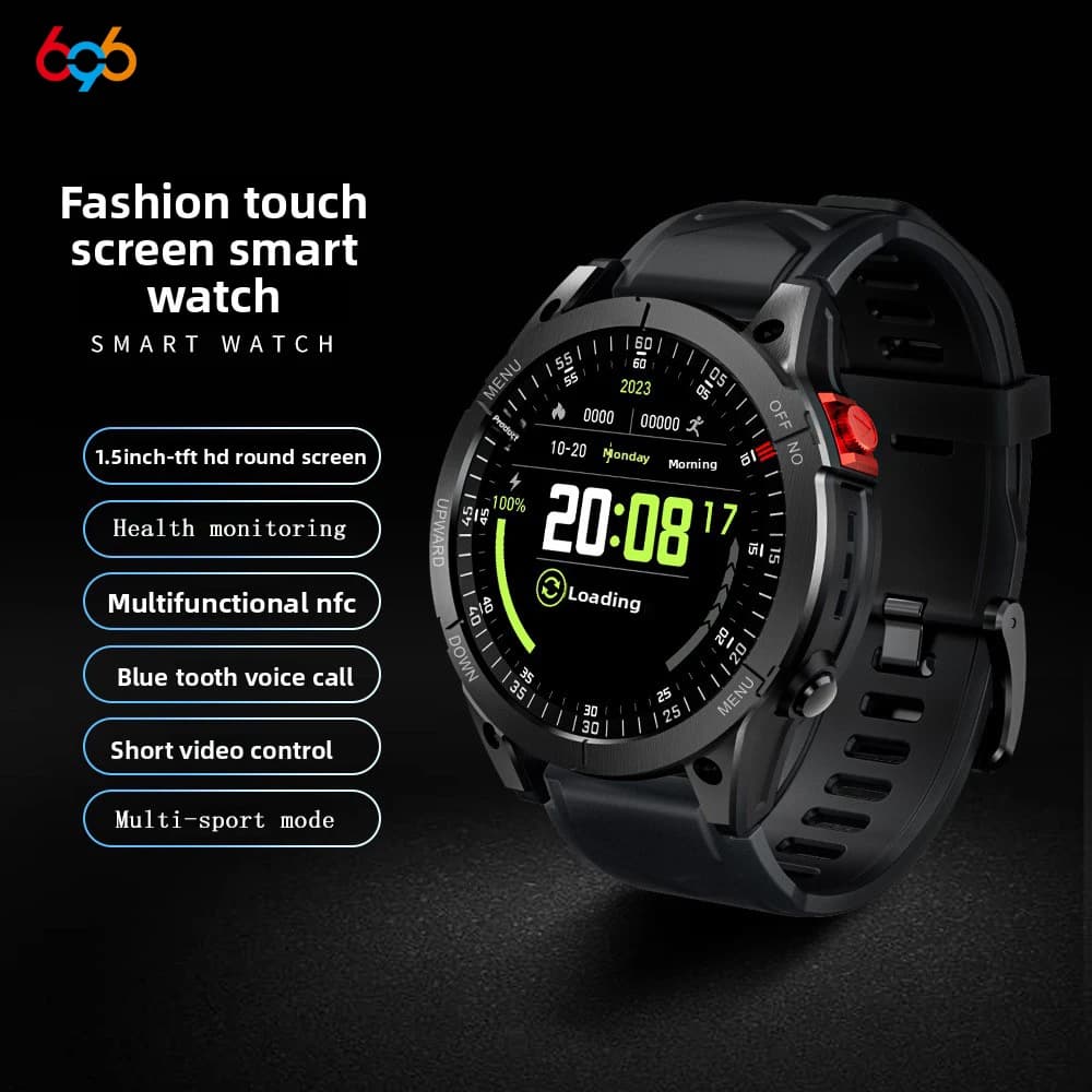 Calculator Blue Tooth Call Smart Watch NFC Voice Assistant Combination Lock Heart Rate Smartwatch Music Waterproof Weather Clock