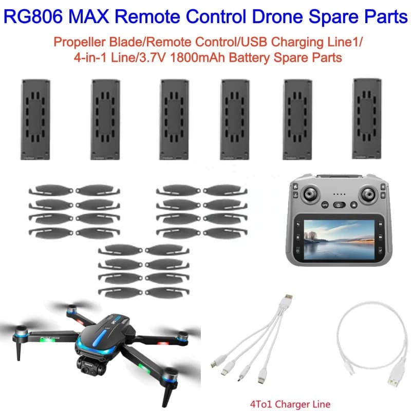 RG806 MAX Drone Batteria 3.7v 1800mAh Accessori Elica di Controllo Remoto Linea USB 4-in-1 Linea Pezzi di Ricambio Per RG806 MAX Drone