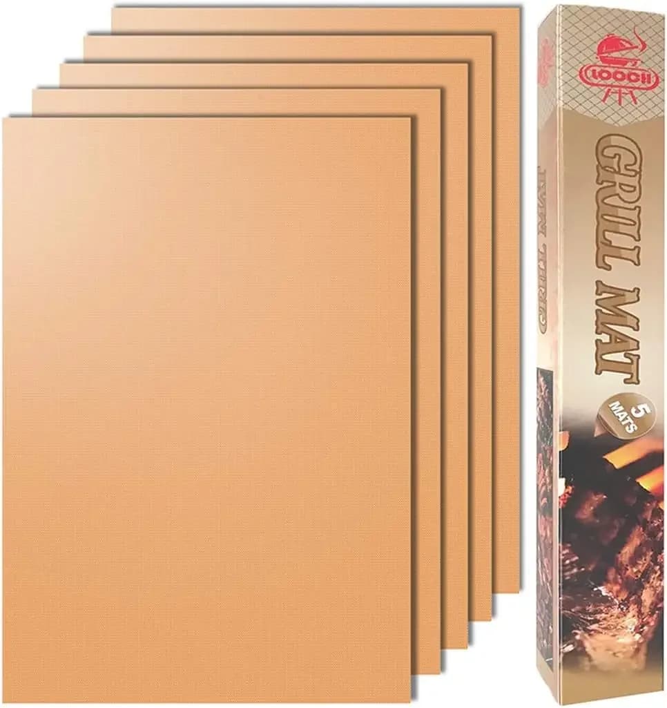 Non-Stick BBQ Grill Mats Set of 5 - Reusable, Easy Clean, 15.75x13 Inch for Gas Charcoal Electric Grills