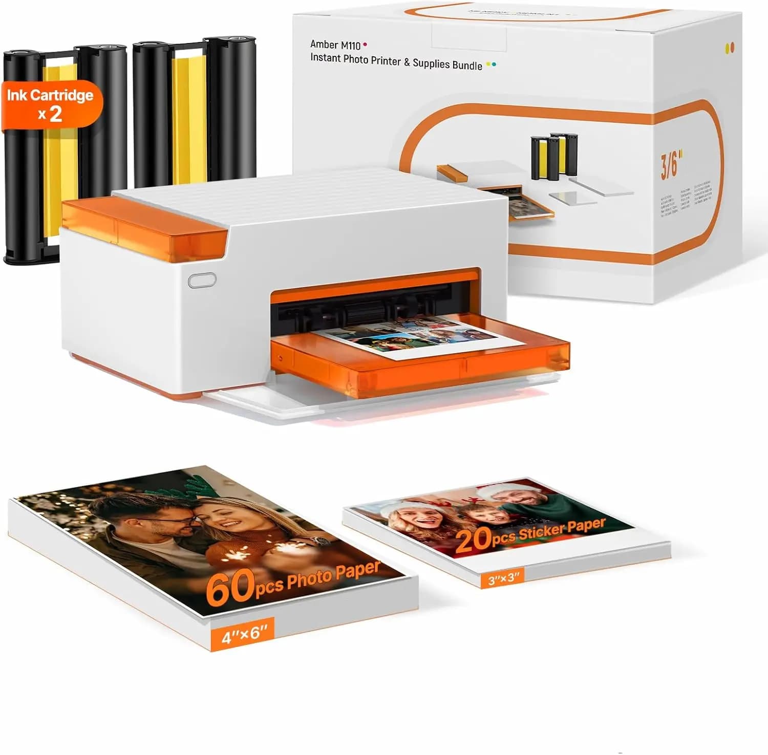 Stampante Fotografica Portatile Bluetooth con 80 Fogli, Sublimazione Termica per iPhone, Include Carta 4x6 e Carta Adesiva