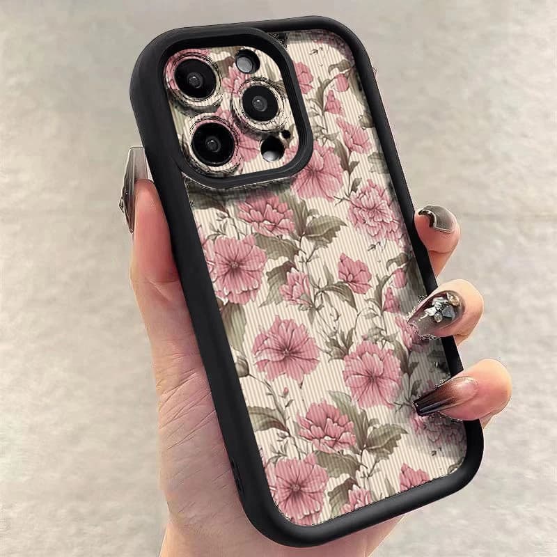 Custodia per telefono in silicone con motivo floreale vintage per iPhone 16 iPhone 16E 15 14 13 12 11 Pro Max XS X XR 7 8 Plus Custodie Fundas