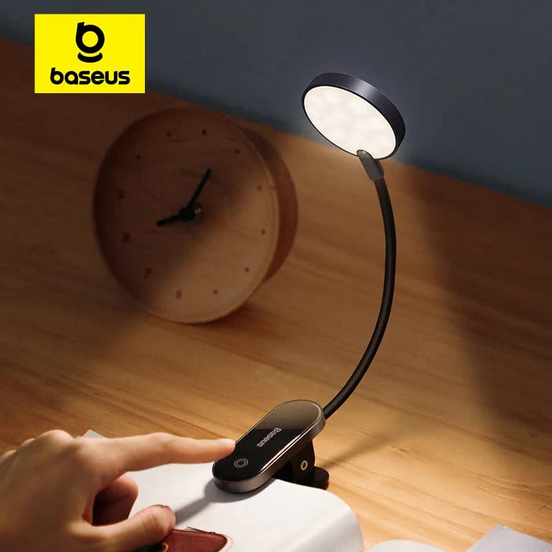 Lampada da tavolo con clip a LED Baseus Lampada da scrivania wireless dimmerabile continua Lampada da lettura ricaricabile USB touch Lampada da notte a LED per laptop
