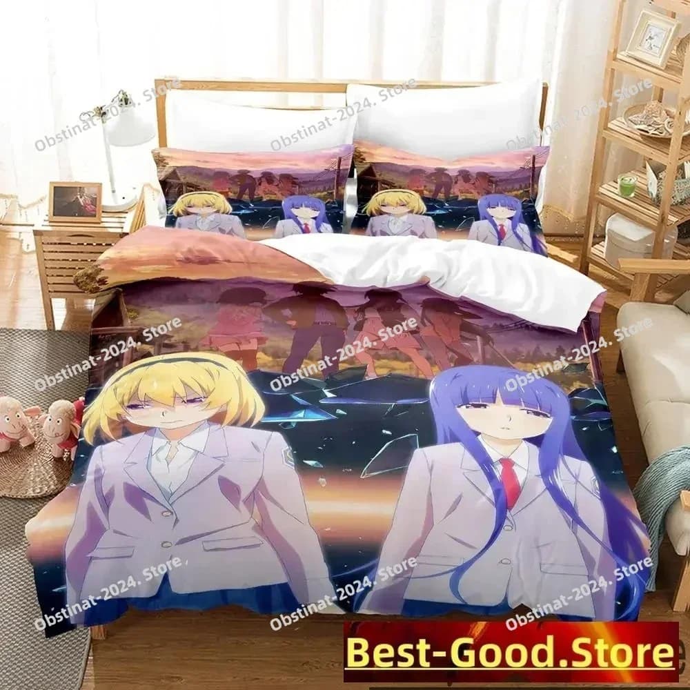 3D Anime Higurashi When They Cry Set biancheria da letto Stampato singolo Piumino trapunta Copripiumino Federa 3 pezzi Set Bambini Taglia adulto