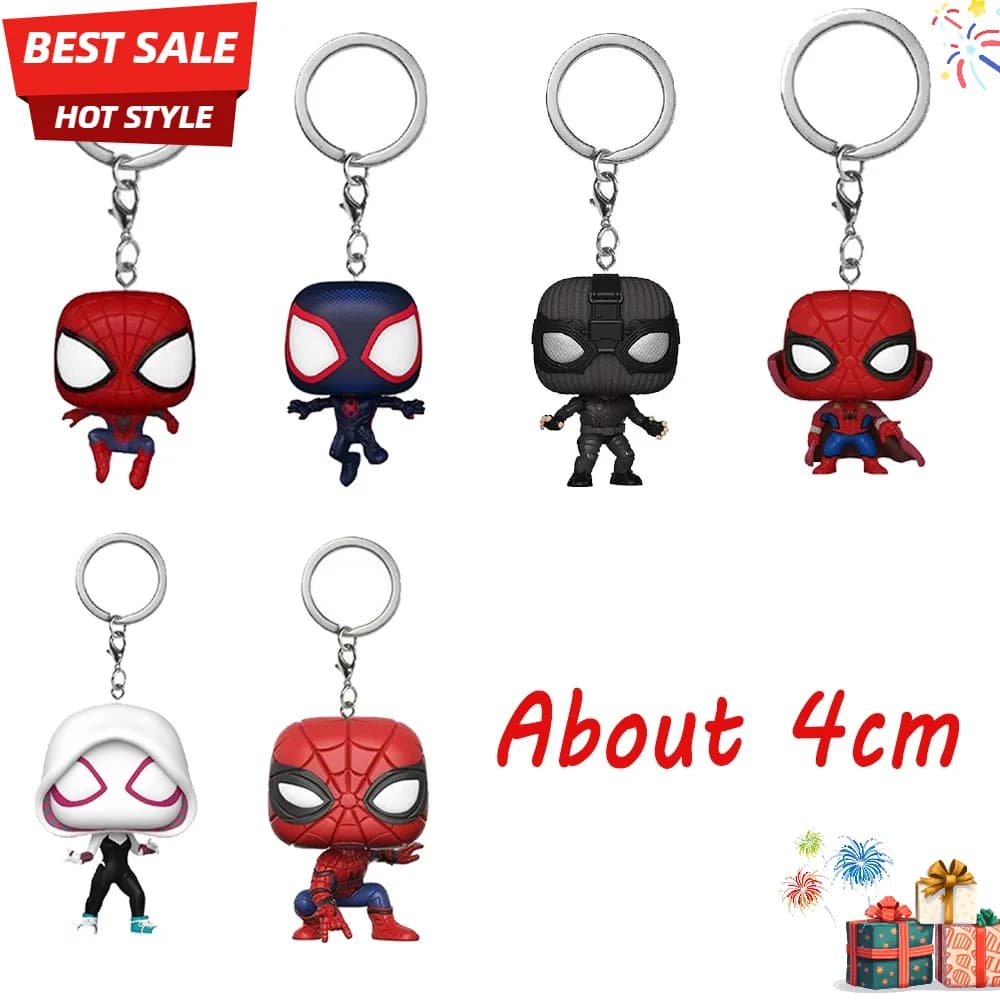 Portachiavi Spider-Man, Peter Parker, Mysterio, GWEN, Deadpool, Venom, Action Figure in Vinile, Giocattoli