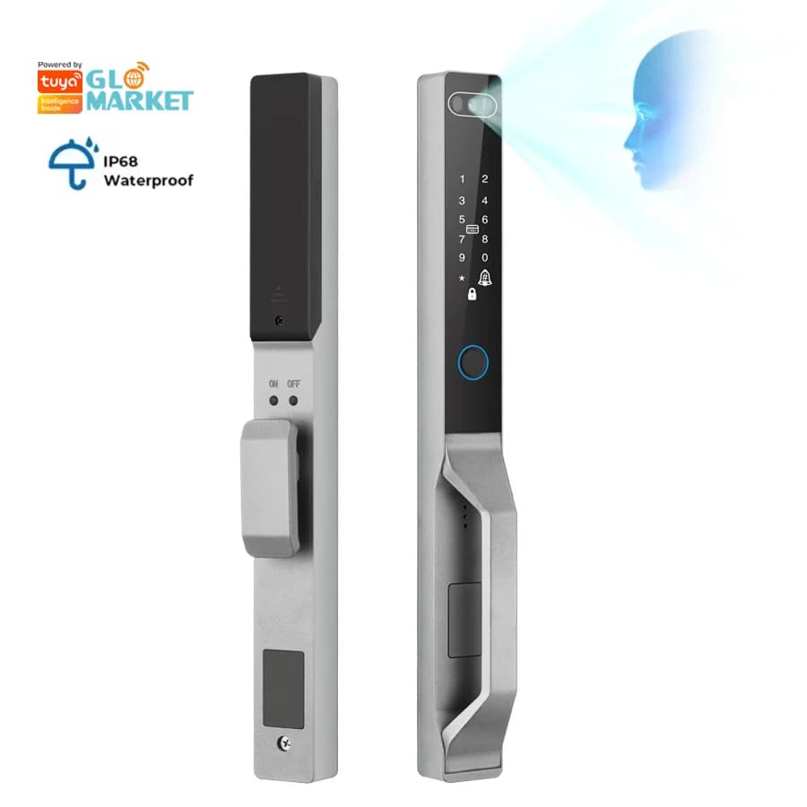 Glomarket Tuya Smart Door Lock Biometric Fingerprint Face Unlock Waterproof Aluminum Alloy Outdoor Home Lock with Wi-Fi Cloud