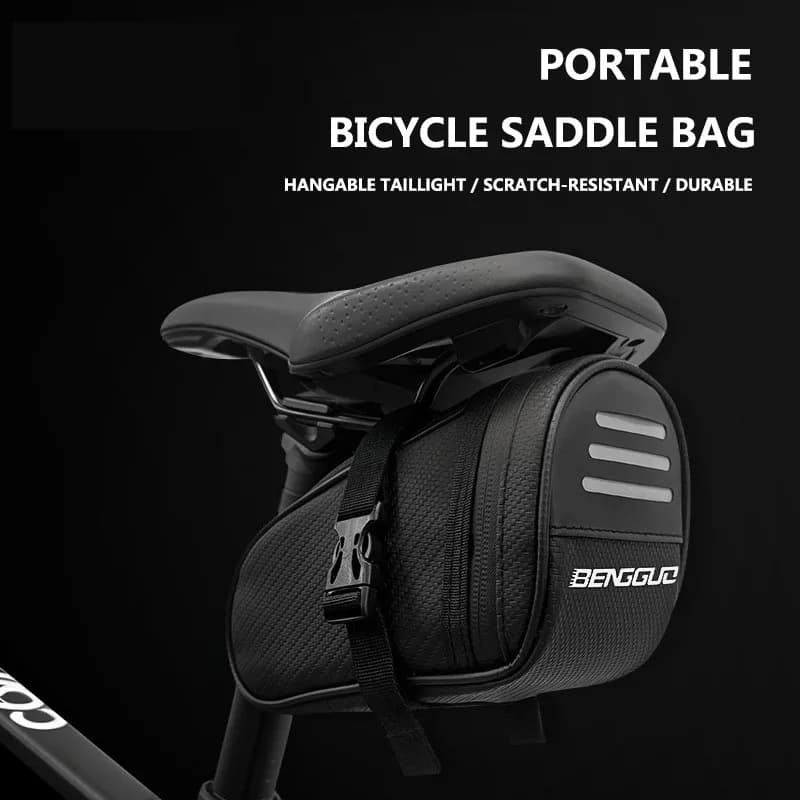 Waterproof Bicycle Saddle Bag Portable 1L MTB Rear Bag Reflective Bike Leather Storage Bag Bike Accessories