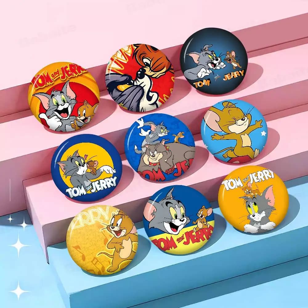 Spille Rotonde Cartoon J-Jerrys T-Toms 32/44/58mm Fatte a Mano per Zaini, Accessori Gioielli, Regali, Badge Creativi