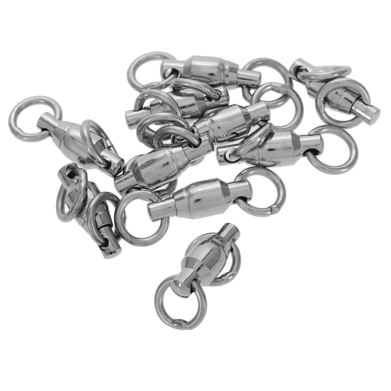 10Pcs Heavy Duty Ball Bearing Swivel Stainless Steel Fishing Swivel for Saltwater Freshwater Angling Tackle Drifting Trolling