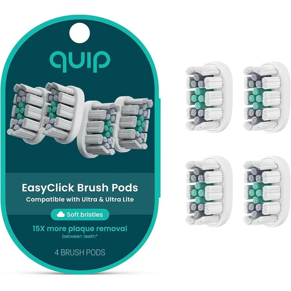 Compact spare heads for electric toothbrush with soft bristles - Pack of 4 - Dura up to 3 months - White