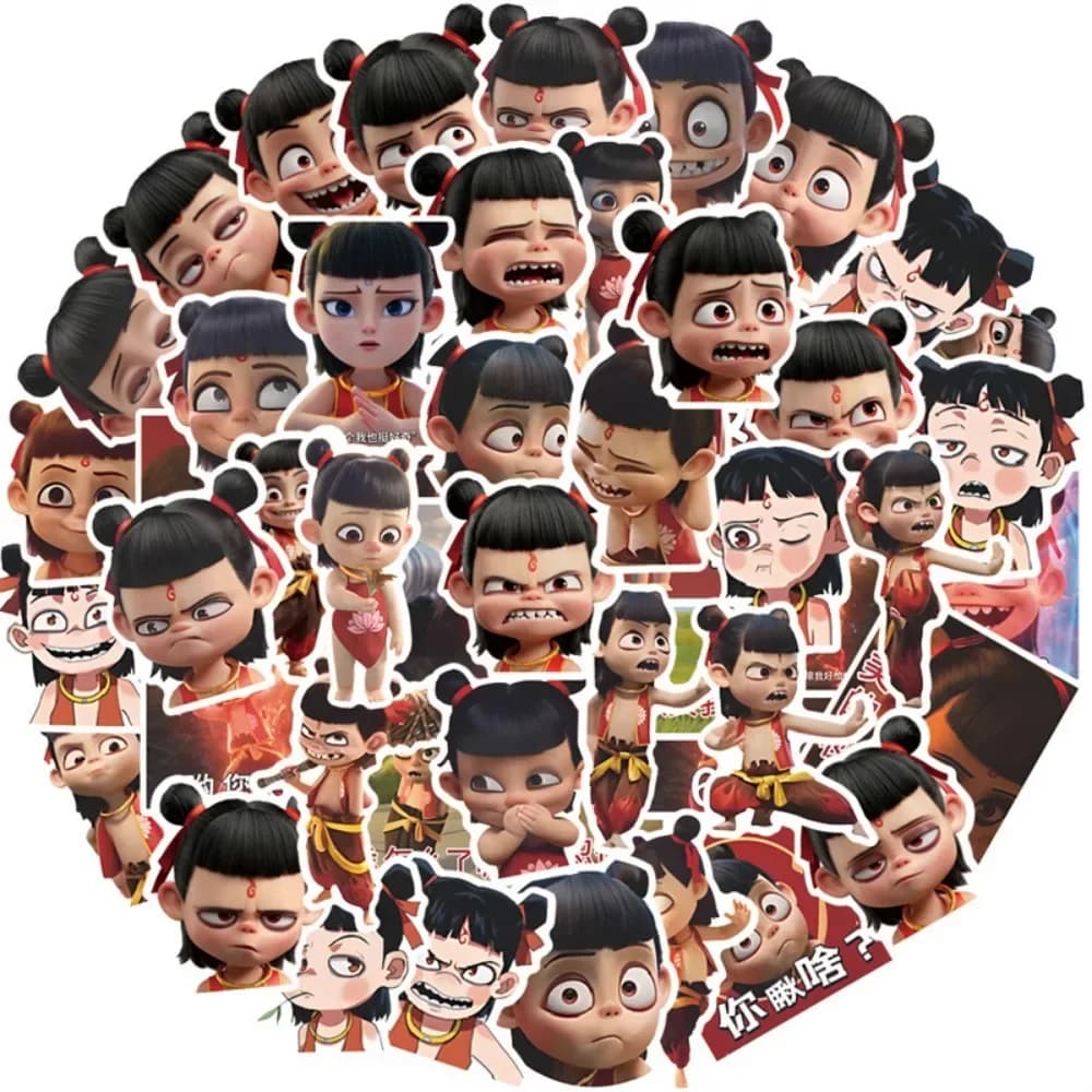 50 Pezzi Divertenti Adesivi Anime Cinesi Nezha 2, Simpatici Graffiti, Decorazioni per Cosplay, Decalcomanie per Scrapbook, Cancelleria e Materiale Scolastico