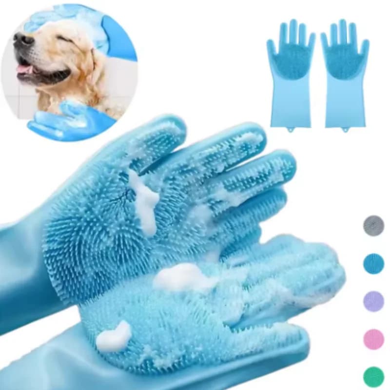 Guanti per la Pulizia del Cane 1/3/5 Pezzi, Morbidi Guanti in Silicone per Shampoo e Rimozione Peli, Protezione per le Mani durante la Toelettatura del Gatto