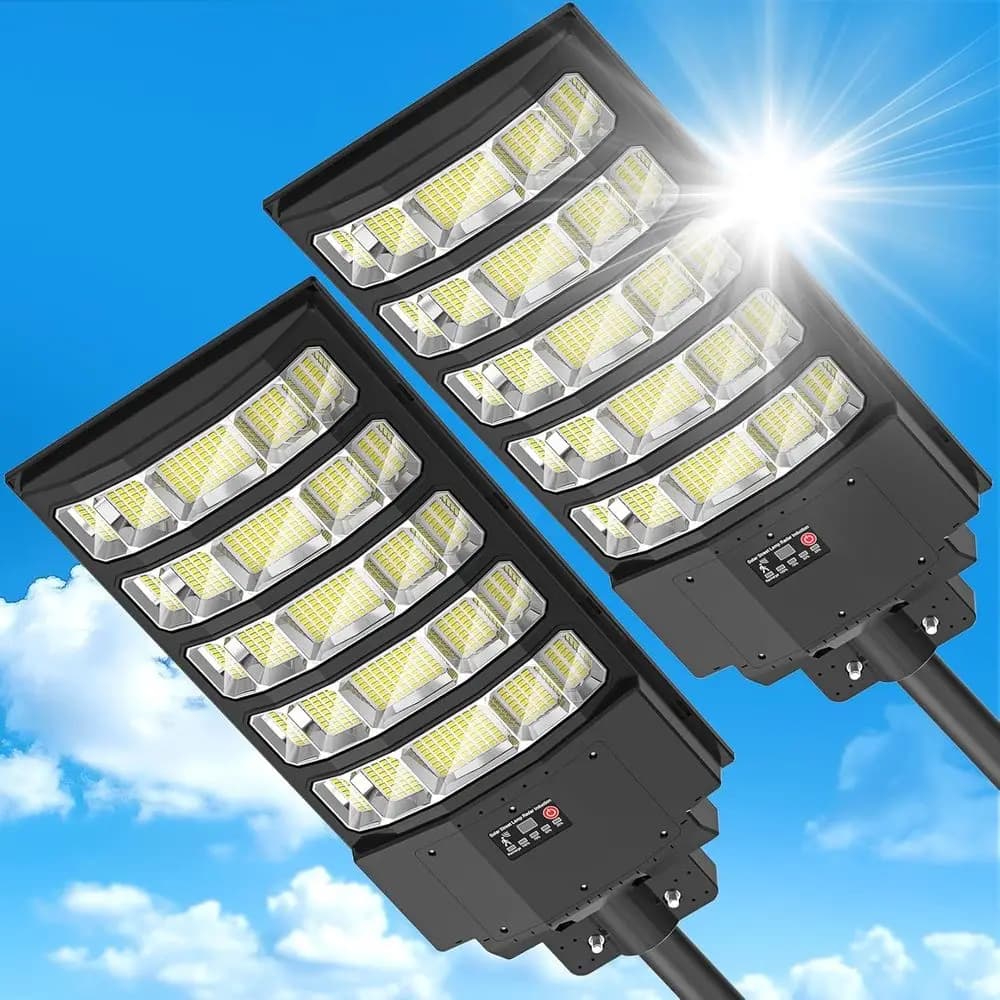 Lampione Stradale da 8000W per Esterni Impermeabile, 240000LM, Luci per Parcheggi a Energia Solare, Lampione Stradale Grande con Sensore di Movimento dal Tramonto all'Alba, LED