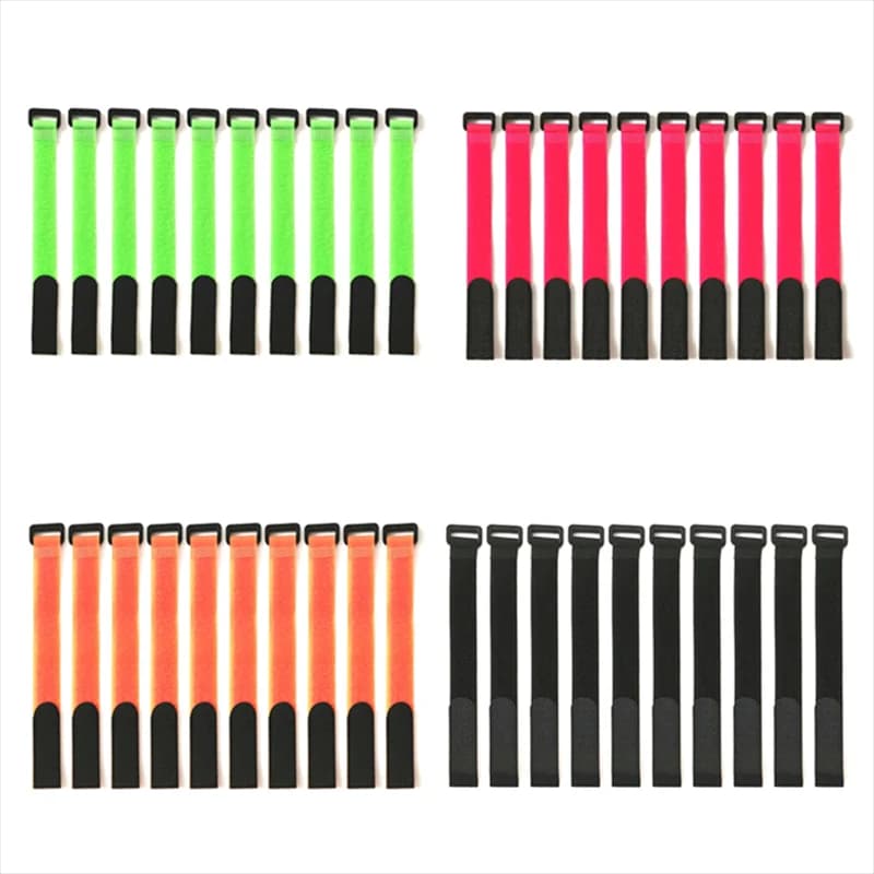 10Pcs/Set Velcro Tie Reusable Fishing Rod Tie Holder Strap Suspenders Fastener Hook Loop Cable Fishing Tackle Box Accessories