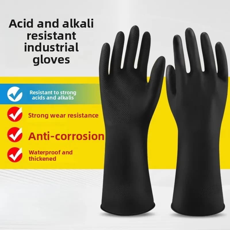 Thickened Long Rubber Chemical Safety Gloves, Acid Alkali Oil Resistant Waterproof Wearproof Industrial Work Latex Gloves