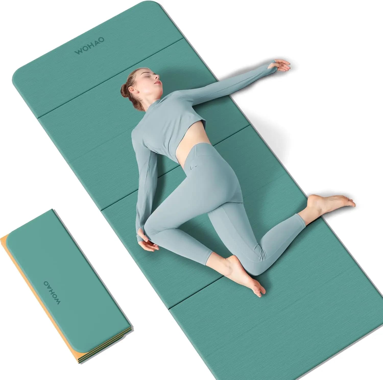 Foldable Yoga Mat in 7 Parts 70x24 Inches, Thickness 1/2 Inch, Compact TPE Non-slip for Travel and Home Gym