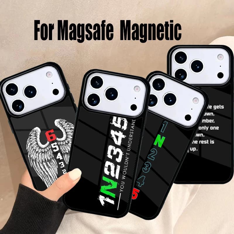 Custodia per telefono da moto 1N23456 per iPhone 17 Air 16e 15 14 13 12 11 Pro Max Plus, cover magnetica wireless Magsafe