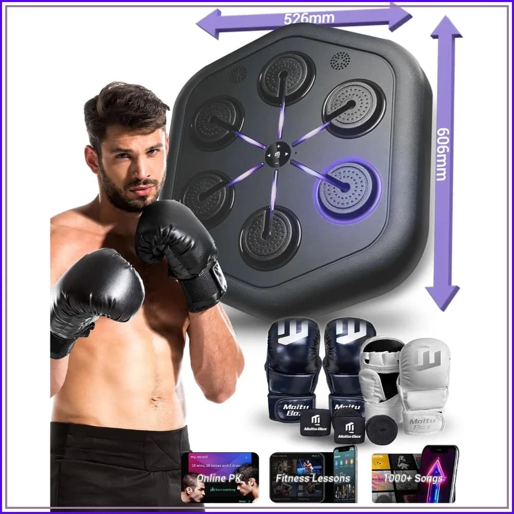 2026 Smart Music Boxing Machine, Wall-Mount Punching Bag with 4000+ Songs, 160 LED Lights, APP Control, Stereo Sound for Home Gym