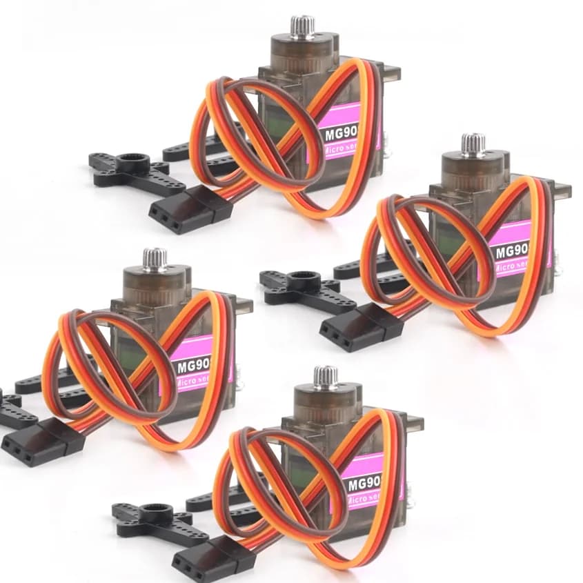 4 pieces 9g MG90S Micro digital servo with gears entirely made of metal 180 ° /270 ° /360 ° Parts of mini power functions with brushed motor for aerial drone
