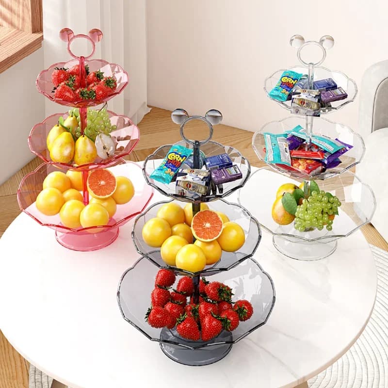 Piatto da frutta creativo in cristallo multistrato: tavolino da salotto per la casa, vassoio per caramelle e frutta secca, fascia alta festiva