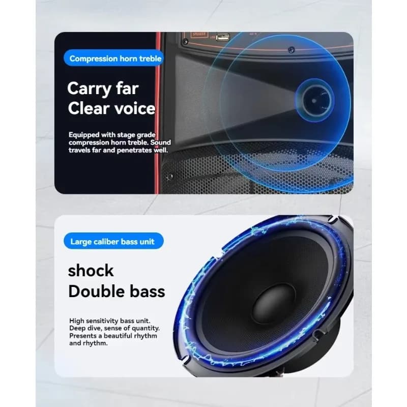 USB Wired Outdoor Square Dance Audio Performance Home Karaoke Bluetooth Pull Rod Altoparlante Bluetooth Microfono senza fili Bassi