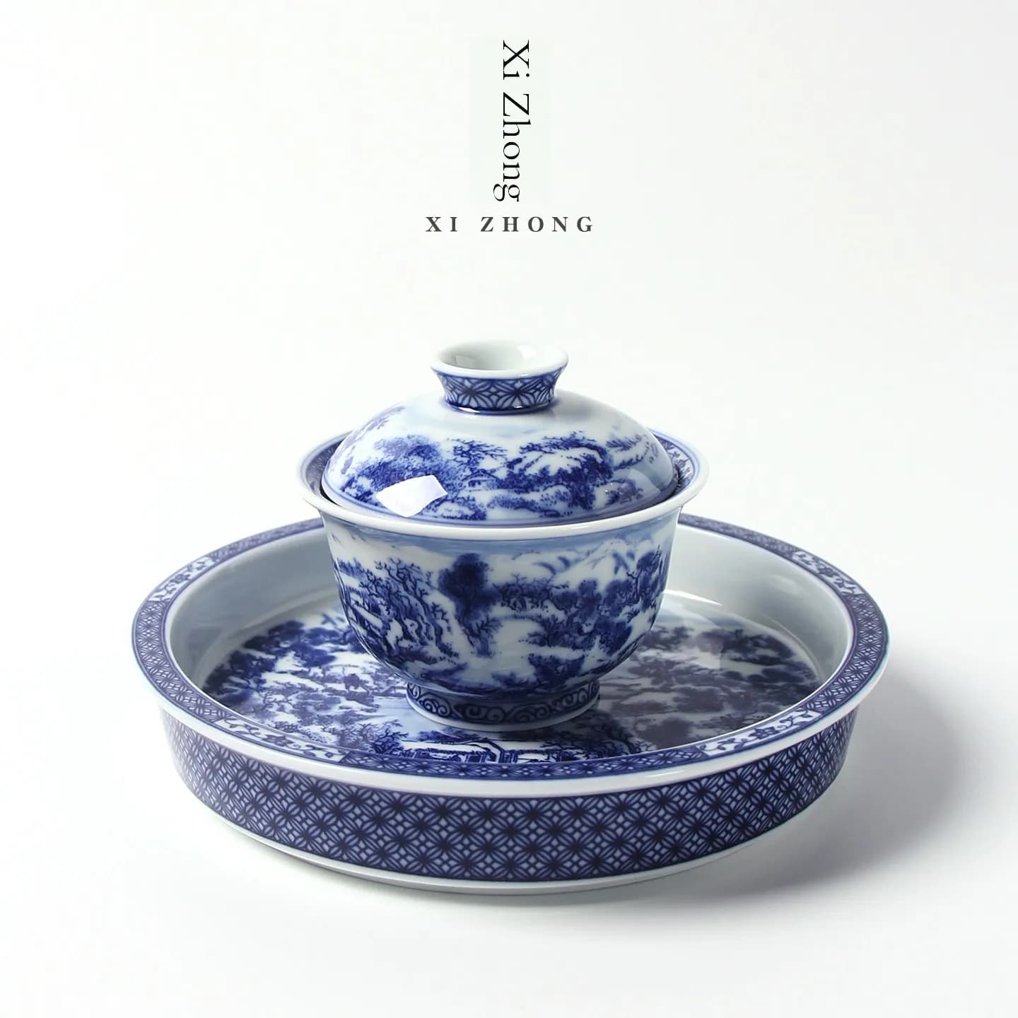Blue And White Ceramic Tea Set Single Anti-Scalding Tea Bowl Storage Water Pot for Gongfu Tea Drinking Home Use Small Set