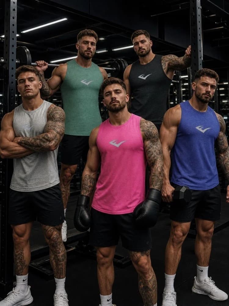 Summer non-slip ultra-elastic men's fitness vest with simple print, sleeveless basketball outfit, lightweight running wear
