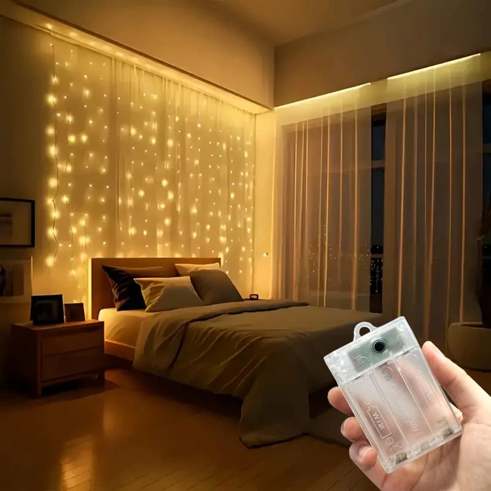 Luci a tenda LED a batteria per decorazioni domestiche, Ramadan, Eid Mubarak, matrimoni, San Valentino - Luci fatate