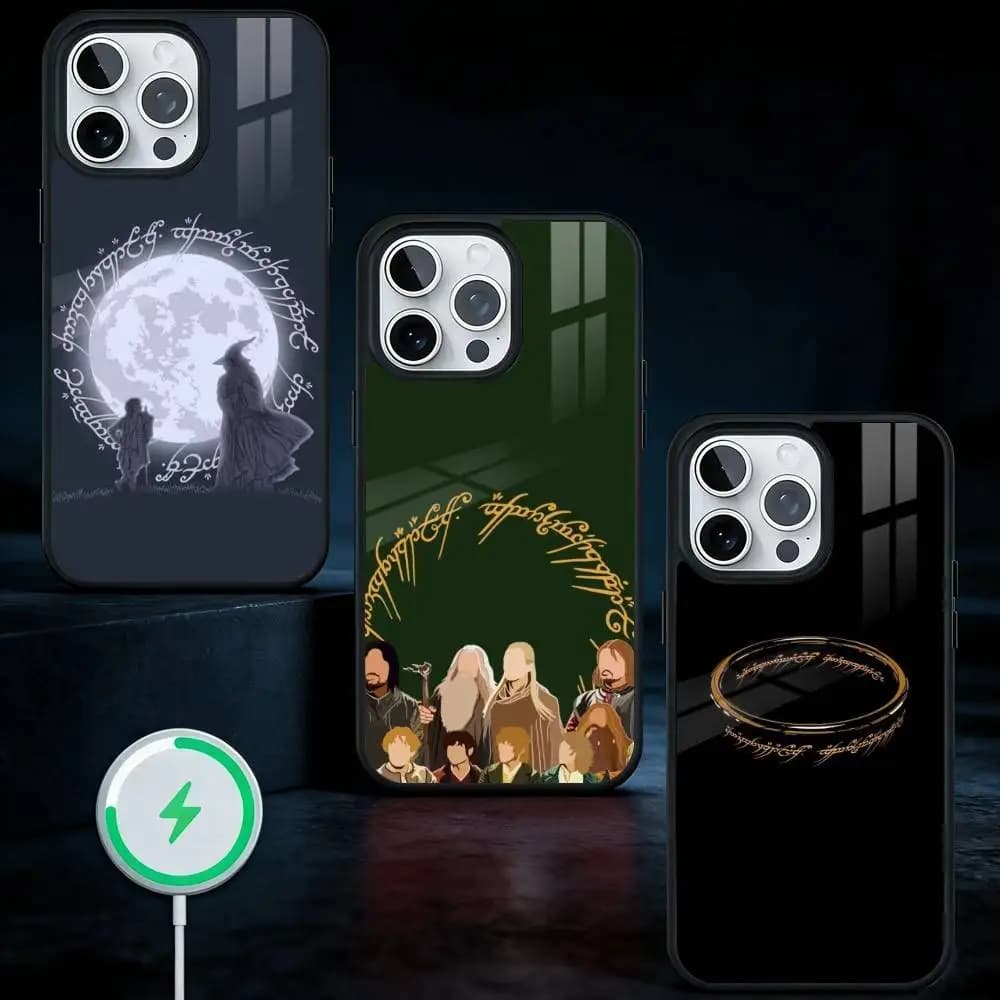 Cover per iPhone con logo mappa Il Signore degli Anelli per iPhone 17, 16, 15, 14, 13 Plus, Pro Max, magnetica per ricarica wireless MagSafe