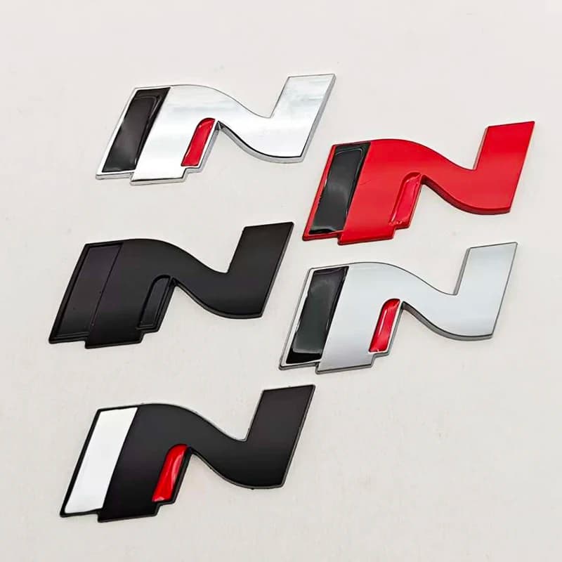 3D Metal Car Styling N Logo Badge Rear Boot Trunk Emblem Sticker Decal For Hyundai i20 i30 Sonata Kona Elantra Tuson Accessories