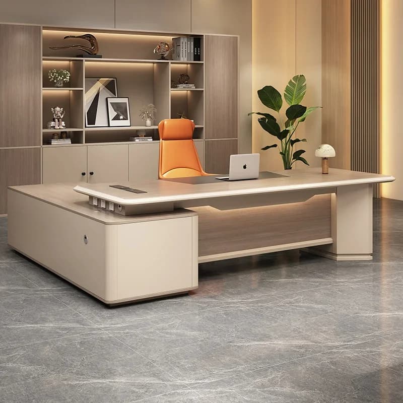 Manager Organizer Tavolo da lavoro Bianco L di lusso a forma di L Cassetti Organizer Scrivania Ufficio Studio Esecutive Escritorio Mobili per ufficio