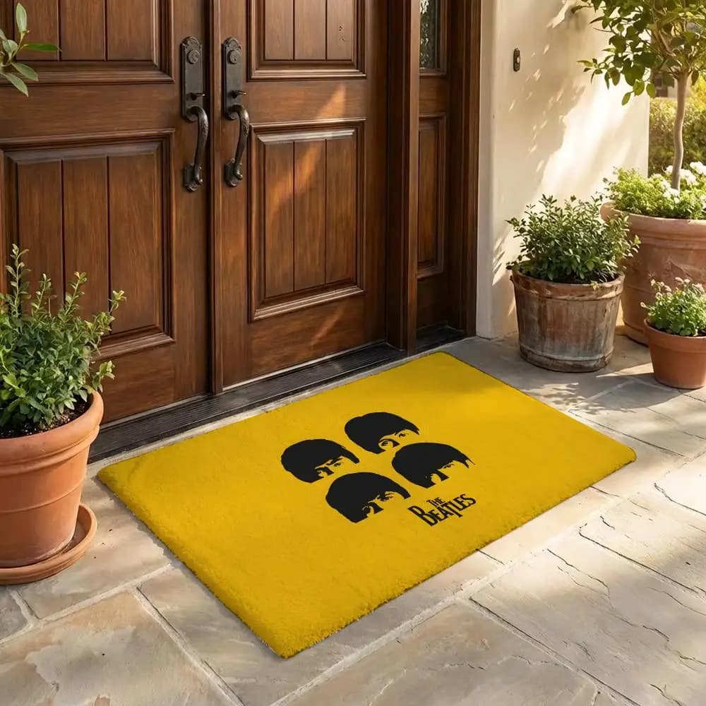 Flannel mat with print of the singer of the famous rock band T-he-b-beatles, non-slip mat for bedroom, living room, home decoration